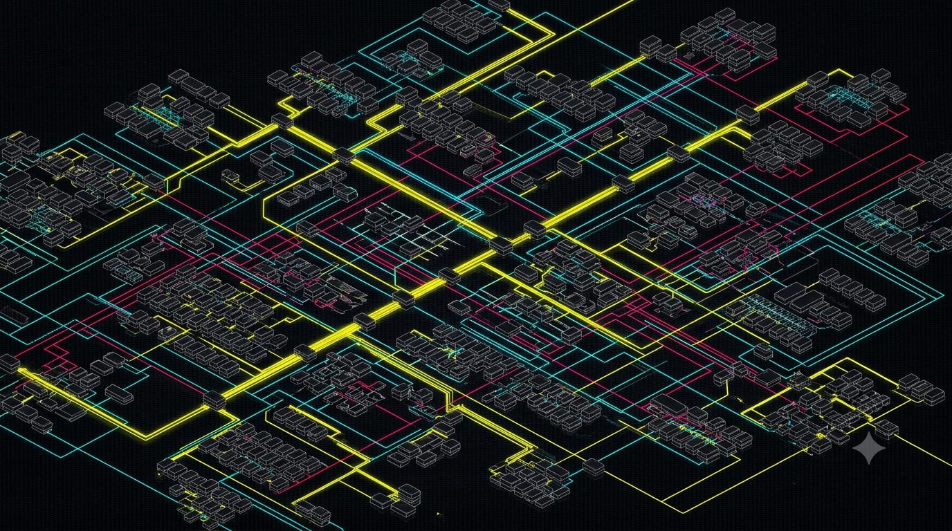 A map of many connected systems and routes