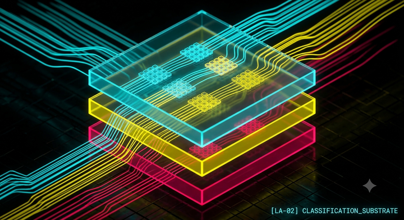 Stacked transparent layers representing a controlled software substrate